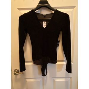 Women’s Express Black Velvet Bodysuit XS